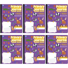 Fulmoon 6 Pcs Primary Composition Notebook K-2 with Picture Space Primary Journal Grades K-2 Draw and Write Journal Composition Book Primary Journal for Preschool Classroom, 100 sheets (Purple)