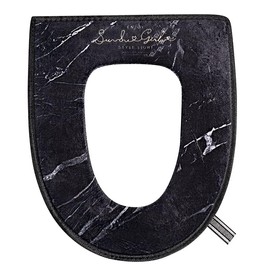 CHZJ Duoduo Toilet Seat Cover with Zipper, Washable Standard Toilet Lid Cover with Handle, Soft Thicken Warm Cover Pad Cushion for Bathroom, Fits All Elongated (Oval) Toilet Seats (Black)