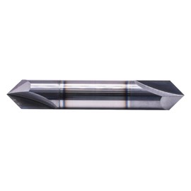 Solid Carbide Chamfer End Mill(1Pc, 1/2") - AlTiN Coated, 2 Flute, 90° Chamfer Angle, Double End, V Groove Router, 1/2" Shank 3" OAL for Milling Wood, Alloy Steels, Hardened Steel, Iron, Copper