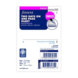 Filofax Pocket 2 Days on One Page (Multilingual) 2022, 22-68223