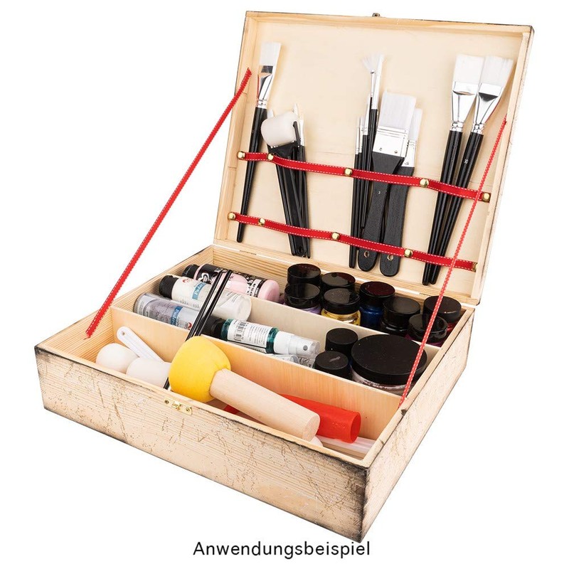 Wooden Wine Box with Lid 3 Inner Compartments 35cm x