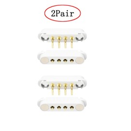 2 Pair White Magnetic Bend Pogo Pin Connector, 2/3/4/5/6P 2A Pogopin Magnetic Connector Male+Female 2.54/2.5MM Through Holes Spring Loaded Connector DC Power Socket Charge Probe Connector (4Pin)