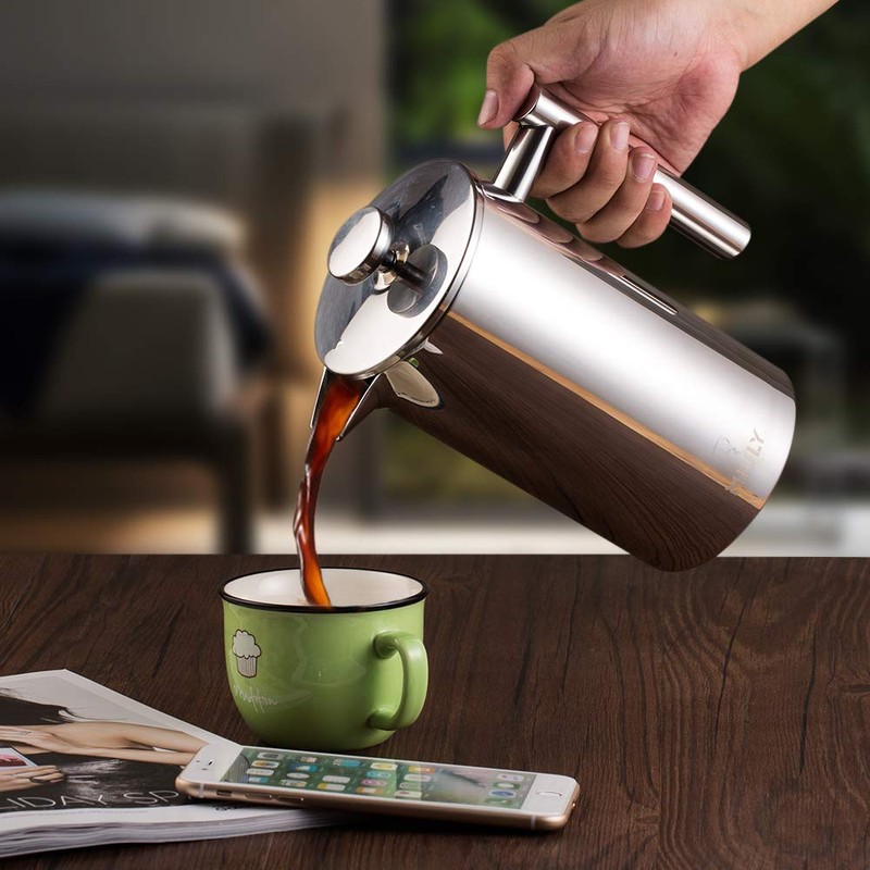 Miuly 34oz French Press Coffee Maker Stainless Steel Insulated Coffee