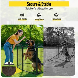 SPECILITE Dog Playpen with Gate, 24" (H) × 32" (W) 8 Panels, No Dig Portable Pet Play Yard, Heavy Duty Metal Exercise Pen, Animal Barrier Enclosure, Puppy Play Pen Outdoor for Yard/Garden/RV Camping