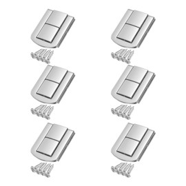 sourcing map 6pcs Toggle Catch Lock, 1.7" x 1.3" Hasp Lock Latch Mini Hasp Clasp with Mounting Screws for Jewelry Box Gift Box Wooden Cabinet, Silver