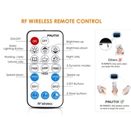 2-Pack RF Remote Dimmer for Single Color LED Strip Lights,PAUTIX 18-Key Wireless Remote and in-line Controller DC 5-24V Switch Memory Function
