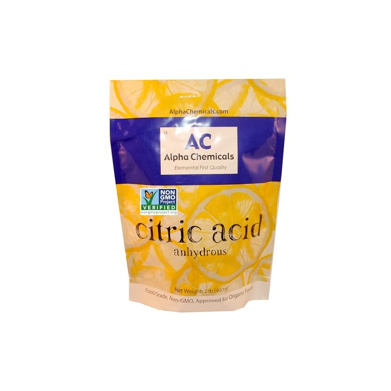 Alpha Chemicals Non-GMO Project Verified Citric Acid - 2 Pounds