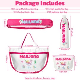 Large Size 4 Pack Mahjiong Bag for Tiles and Racks, Empty Mahjong Tile Bag