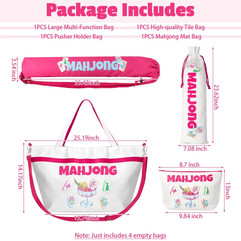 Large Size 4 Pack Mahjiong Bag for Tiles and Racks,