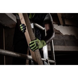 Blackrock Iridium-LS Yellow Safety Work Gloves Mens Womens, Sandy Latex Coating Maximum Dry & Wet Grip, Enhanced Visibility Neon Polyester Liner, Ideal For Highway, Construction, Gardening - Large