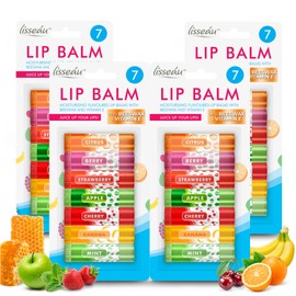 28pk Lip Balm Set | Flavoured Lip Balms with Beeswax and Vitamin E | Moisturising Lip Balm Multipack | Protect & Hydrate Beeswax Lip Balm Stick | Lip Balms | Lipbalm | Lip Moisturiser | Girls Lip Balm