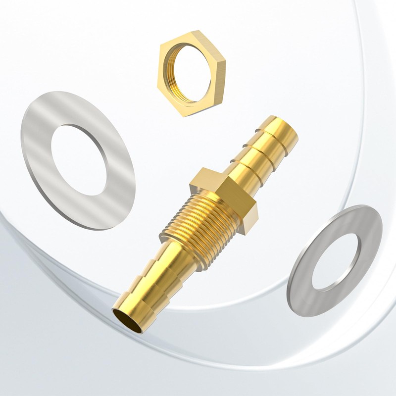 GASHER 5PCS Brass Hose Barb Thru-Bulk Bulkhead Fitting 4mm to