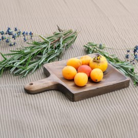 Cintika Acacia Wood Reversible Cutting Board and Serving Tray - 15 x 7.9 Inch Multi-Purpose Square Rustic Charcuterie Board, Cheese Board, Deep Serving Surface, Flat Chopping Side