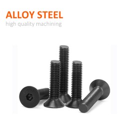 FullFun 200PCS M3 x 4/6/8/10/12/16/20/25mm Hex Socket Flat Head Screw Bolts Assortment Kit, Alloy Steel Metric Screws with Allen Wrench, Allen Socket Hex Drive Black Machine Screws Set