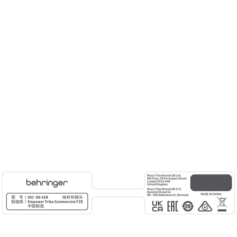 Behringer GIC-60 4SR Cable para instrumento, Negro/Plateado