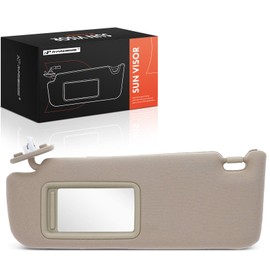 A-Premium Left Driver Side Sun Visor with Mirror - Compatible with Toyota Camry 2012-2017, Without Sunroof, with Light, Without Sliding Sun Visor Extension, Beige