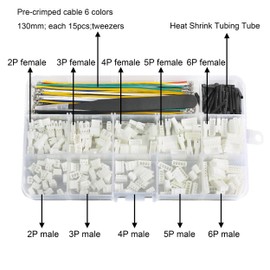 Cermant Jst PH2.0mm Connector and Pre-Crimped Silicone Cables Socket Kit, Total 150pcs PH2.0mm Connectors and 6 Colors 90pcs 22AWG Cable 130mm Wire wiht Tweezers
