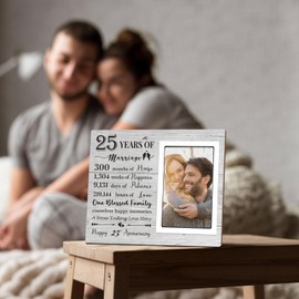 25th Anniversary Wedding Gifts for Her Him - 25th Anniversary Picture Frame, Anniversary Marriage Gifts for Couple, Husband or Wife, 25 Year of Marriage, Fits 4x6 Inches Photo