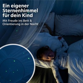 lilimaus Bed Canopy [White] - Canopy Children's Room with Luminous Stars for Girls and Boys - Canopy as Baby Room Decoration - Curtain for Cuddly Corner, Cot & Baby Bed - Mosquito Net Baby Bed