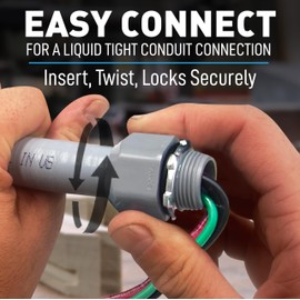 Sealproof Power Whip Assembly, 1/2-Inch x 6 Ft Nonmetallic Liquid Tight Flexible Electrical Conduit and 10 Gauge Wire Single Phase Preassembled A/C Hook-up Whip Kit, 1/2"