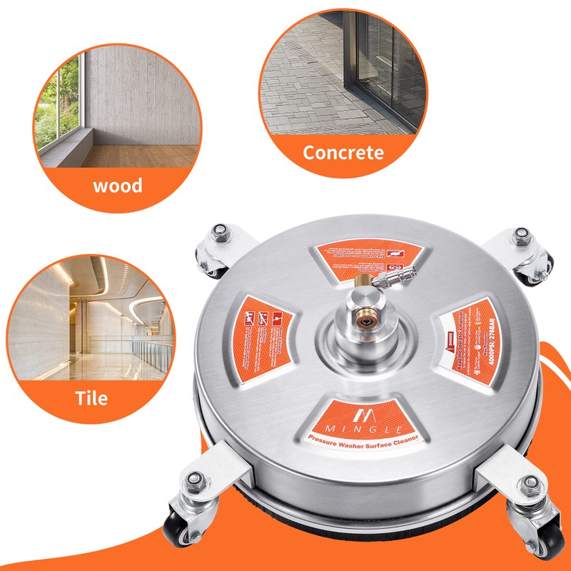 M MINGLE 14'' Pressure Washer Surface Cleaner Attachment, Driveway Power