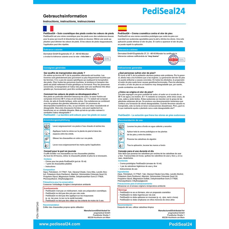 PediSeal24 - Against foot odour for sweaty feet with long-term