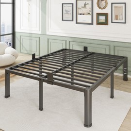 Firpeesy 18 Inch Full Bed Frame with Rounded Corner and Headboard Hole Mattress Retainers 3500 lbs Heavy Duty Support Metal Platform Bed Frame Noise Free No Box Spring Needed Easy Assembly