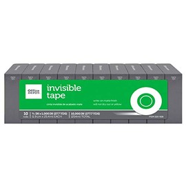 Office Depot Invisible Tape, 3/4in. x 1000in, Pack of 10, 0