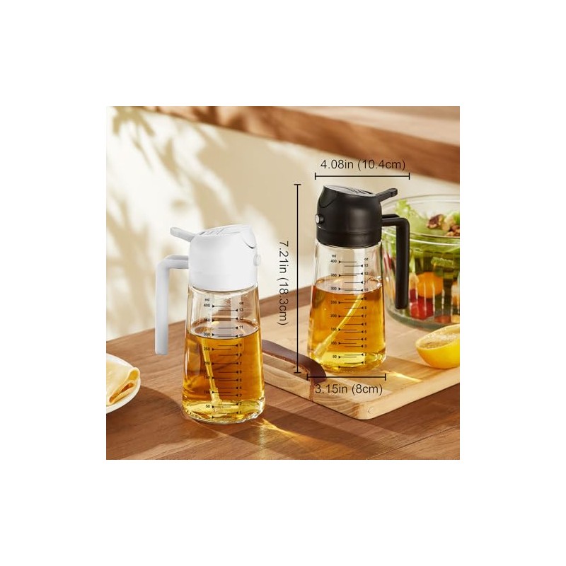 Glass Olive Oil Sprayer - 2 in 1 Dispenser for