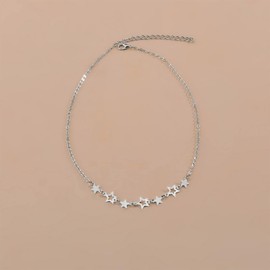 Aneneiceera Vintage Tiny Star Choker Necklace Silver Star Dangle Necklace Mini Star Pendant Necklace Celestial Necklace Jewelry for Women and Girls