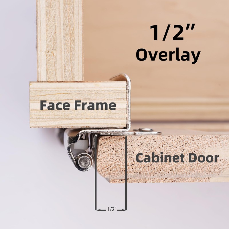 DecoBasics 1/2" Overlay Full Wrap Cabinet Hinges for Kitchen (25