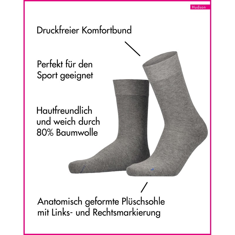 Hudson Men's Air Plush Anatomical Sole Socks, silver