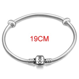 SOUKISS Hoobeads 925 Sterling Silver Snake Chain Bracelet with 2 Stopper Beads Charms Bracelet (19 cm-7.5 inches)