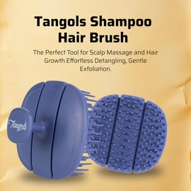 Tangols Triple-Fold Elastic Hair Shampoo Brush for Removing Dandruff, Detangling Scalp Massager Hair Growth Shampoo Brush for Wet or Dry Hair, Exfoliator Brush scalp Scrubber for All Hair Types (BLUE)
