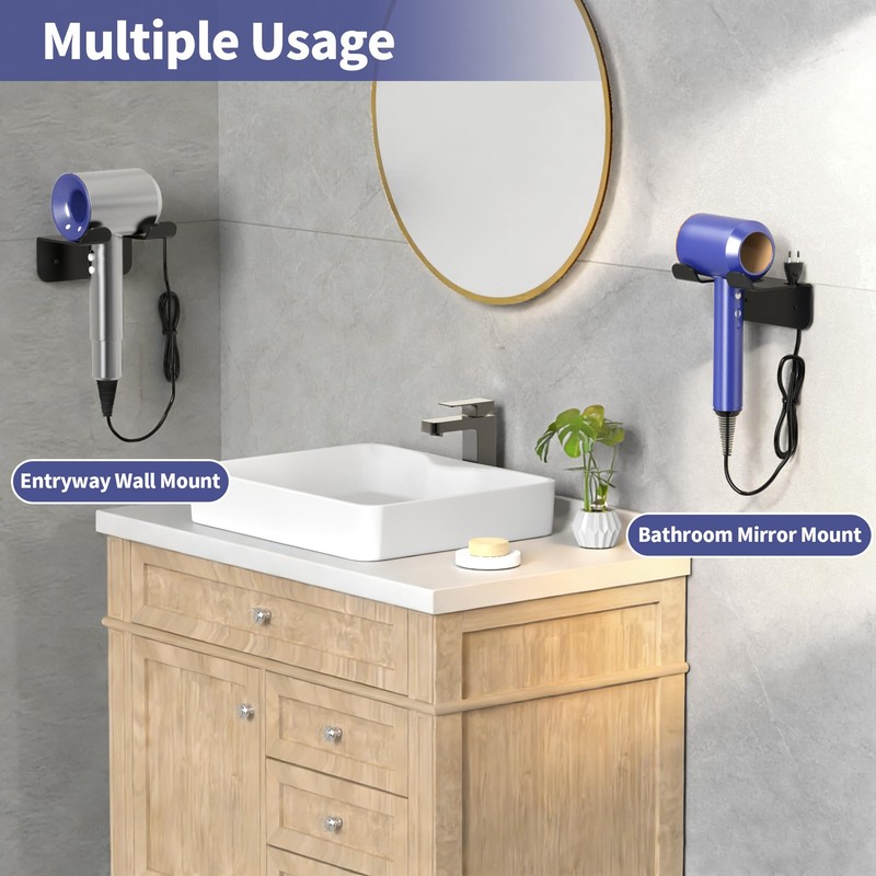 YIGII Hair Dryer Holder Wall Mounted Self Adhesive No Drill