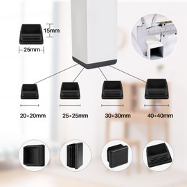 moinkerin Lamellar Plugs for Square Pipes, Pack of 4 Pipe Plugs 25 x 25 mm Plugs for Metal Products, Chairs, Sofas, Tables, Shelves, Pipe Plugs Square (4, Square 25 x 25 mm)