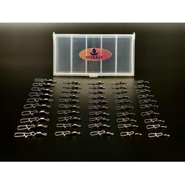 EVERBAY Stainless Steel Rolling Fishing Swivels with Snap Set Swivel Fishing Line Connectors Hight Strength for Saltwater & Freshwater Fishing accessories - size 6# 8# 10# 12# 14#, 50pcs/box