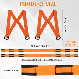Carrying Straps Moving 2 People, Furniture Transport Belts, Adjustable Furniture Carry Straps, Transport Strap, Moving Aid, Carry Strap, 380 kg (Orange)