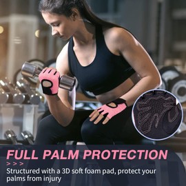MELLIEX Fitness Gloves for Men and Women, Non-Slip Gym Gloves, Breathable Training Gloves with Microfibre Fabric for Weightlifting, Bicycle, Gym, Strength Training, Crossfit, Pink (L)