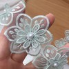 Simpless 3Yards Green Flower Lace Pearl Trim,Embroidered Sewing Lace Applique