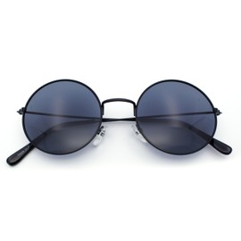 SA106 Retro Vintage Flat Color Circle Round Lens Sunglasses All Black