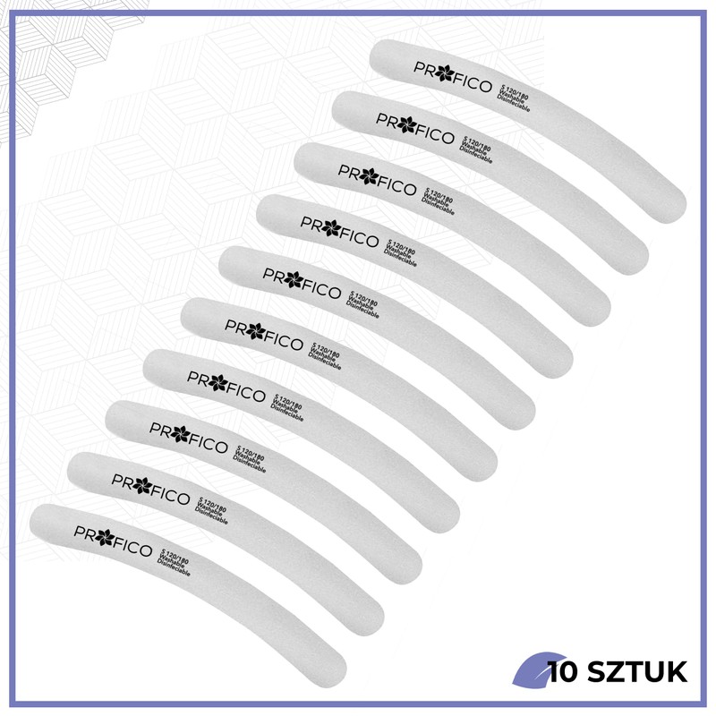 PROFICO Pack of 10 Professional Nail Buffer Buffer Curved 120/180