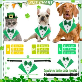 St.Patrick's Day Dog Costume 3Pack Puppy Bandana Top Hat Green Shamrock Bow Tie Collar Adjustable Pet Scarf Formal Tux Clothes Irish Tuxedo Outfits for Dogs Cat Dress (3Pcs Irish Hat Tux Bow, Large)