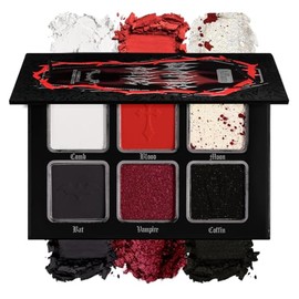 La Catrina Paleta de Sombra de Ojos Roja Negra, Paleta de Sombras de Ojos Ahumadas Góticas Altamente Pigmentadas, Color Rojo Verdadero Blanco, Gris Oscuro, Gótico, Ahumado, 6 Colores, Brillo Mate, Bur