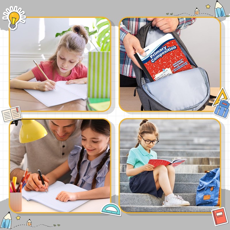 24 Pack Primary Composition Notebook,Grade K-2 Journal Wide 3 Line