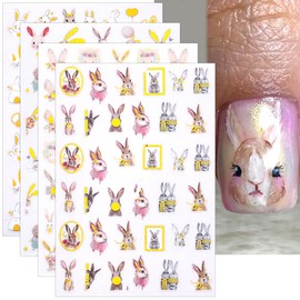 3D Cartoon Bunny Nail Stickers for Women Cute Rabbit Nail Decals for Nail Art Easter Rabbits Nail Art Stickers for Nail Designs Easter Nail Sticker Bunny Stickers for Nails Spring Nail Accessories