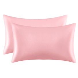 P Pothuiny 2-Piece Satin Pillowcases Queen Size Blush Pink Silky Satin Pillow Cases for Hair and Skin, Wrinkle Fade Resistant, Pillow Cover with Envelope Closure