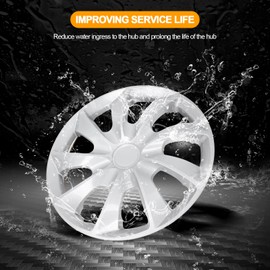 OCPTY Car Wheel Rim Skin Cover Hub Caps 4 Pack 16 inch Hubcap Wheel Cover OEM Steel Wheels High Grade ABS with Retention Ring Black & Silver