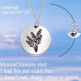 MYOSPARK Lavender Flower Disc Pendant Necklace Wildflower Necklace Flower Nature Themed Gift For Girlfriend Fiancee Wife (Lavender flower necklace)