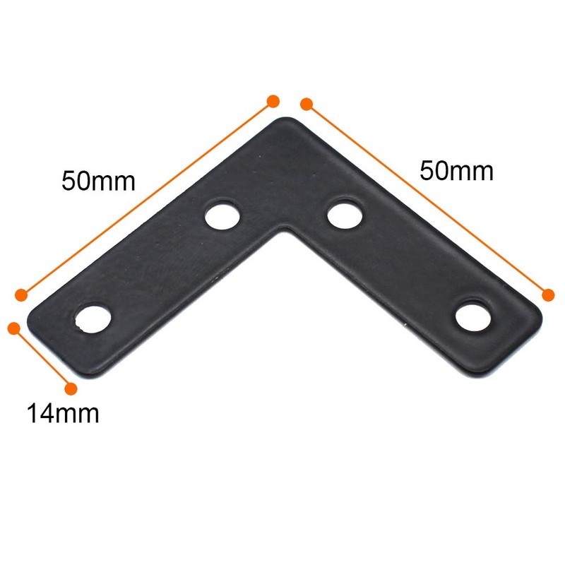 20 Pcs Black L-Shape Corner Brace Bracket,50mmx50mm,Stainless Steel 90 Degree